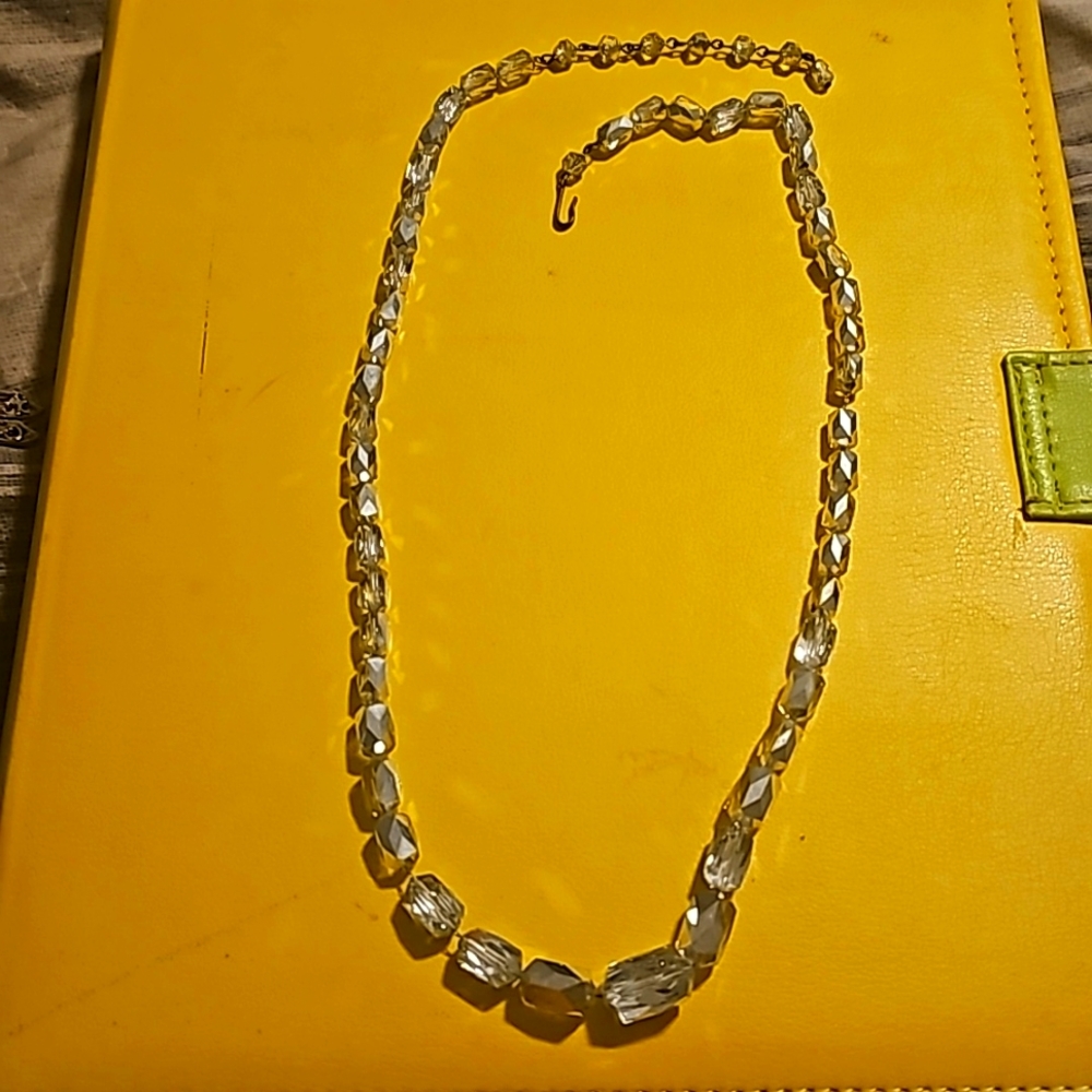 Antique Art Deco Faceted Rock Crystal Long Graduated Necklace, 25.5" or 65cm